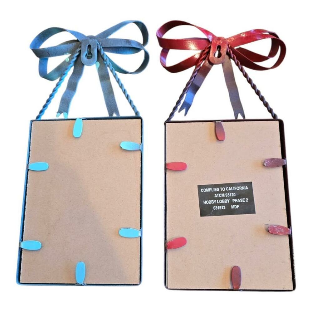 Hobby Lobby Red and Blue metal Hanging Photo Frames 4x6 inches - Picture 2 of 6